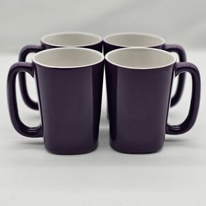 Rachel Ray Round & Square Set of 4 Purple Mugs Coffee Cocoa Tea Mug